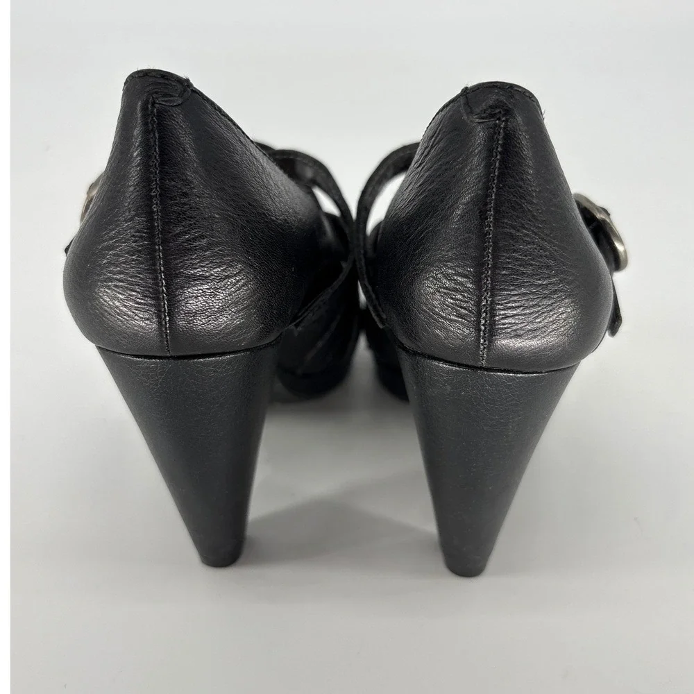 Gianni Bini Black Studded Strappy Peep Toe Platform Heels Size 6.5 Goth Biker